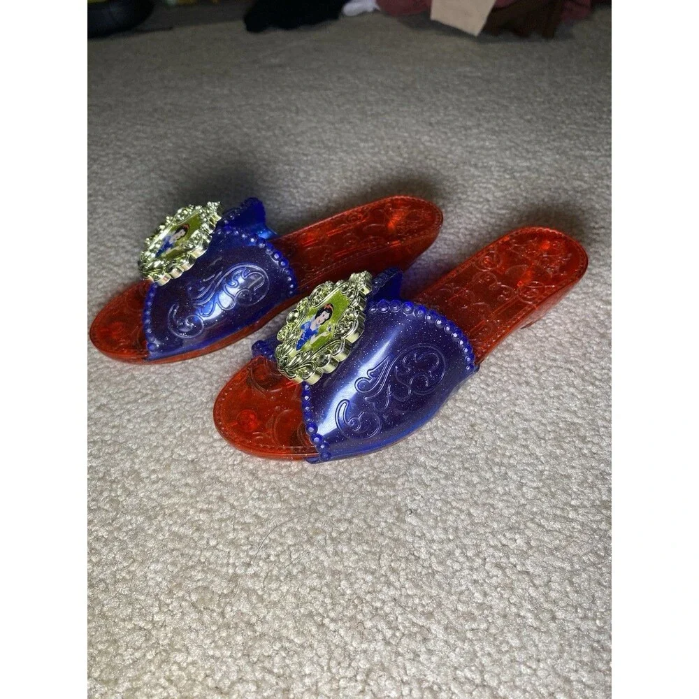 Disney Princess Snow White Dress Up Shoes Jakks Pacific Blue Red Glitter - Picture 3 of 7